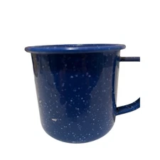 Blue Speckled Enamel Camp Mug Outdoor Coffee Cup
