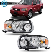 Headlights Headlamps Assembly For 2005-2007 Ford Escape Halogen Left&Right Side