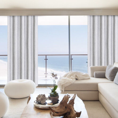 Textured Plain Blockout Curtain Phoenix Eyelet Curtain Panel Drape Bedroom - Picture 16 of 21