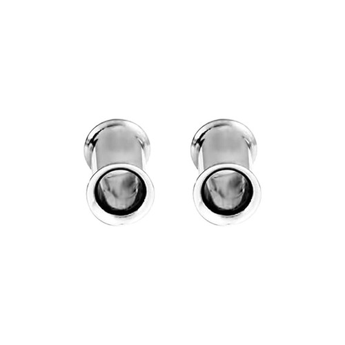 Paire de boucles d'oreilles en acier chirurgical PVD argent double évasement boucles d'oreilles jauges bouchons - Photo 33/108