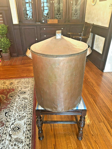 Antique Large Metal Container with Scoop and Lid 24" Tall