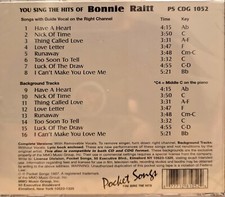 1052 BONNIE RAITT  POCKET SONGS/ JUST TRACKS KARAOKE CDG  LOT MI
