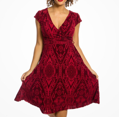 burgundy 1950s dress