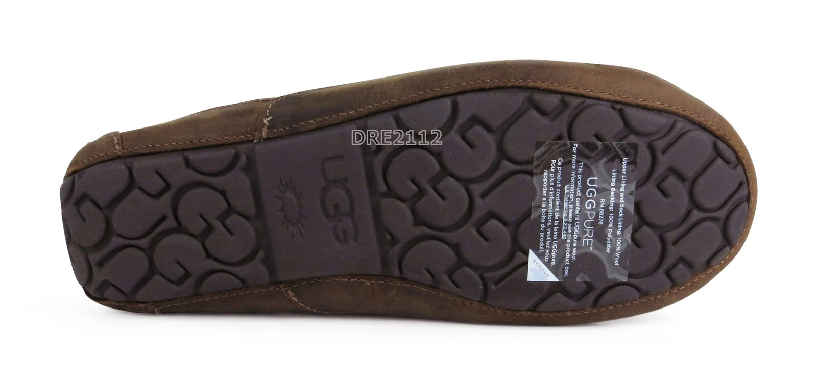 UGG Ascot Ciabatte Uomo Pelle Opaca Pelliccia Marrone Taglia 10 EEE WIDE NUOVE 