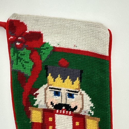Vintage Needlepoint Christmas Stocking Nutcracker 19" X 6" - Picture 2 of 11