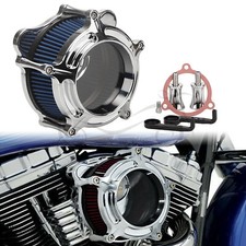 Chrome Air Cleaner Blue Intake Filter For Harley Electra Road Glide Street FLHX