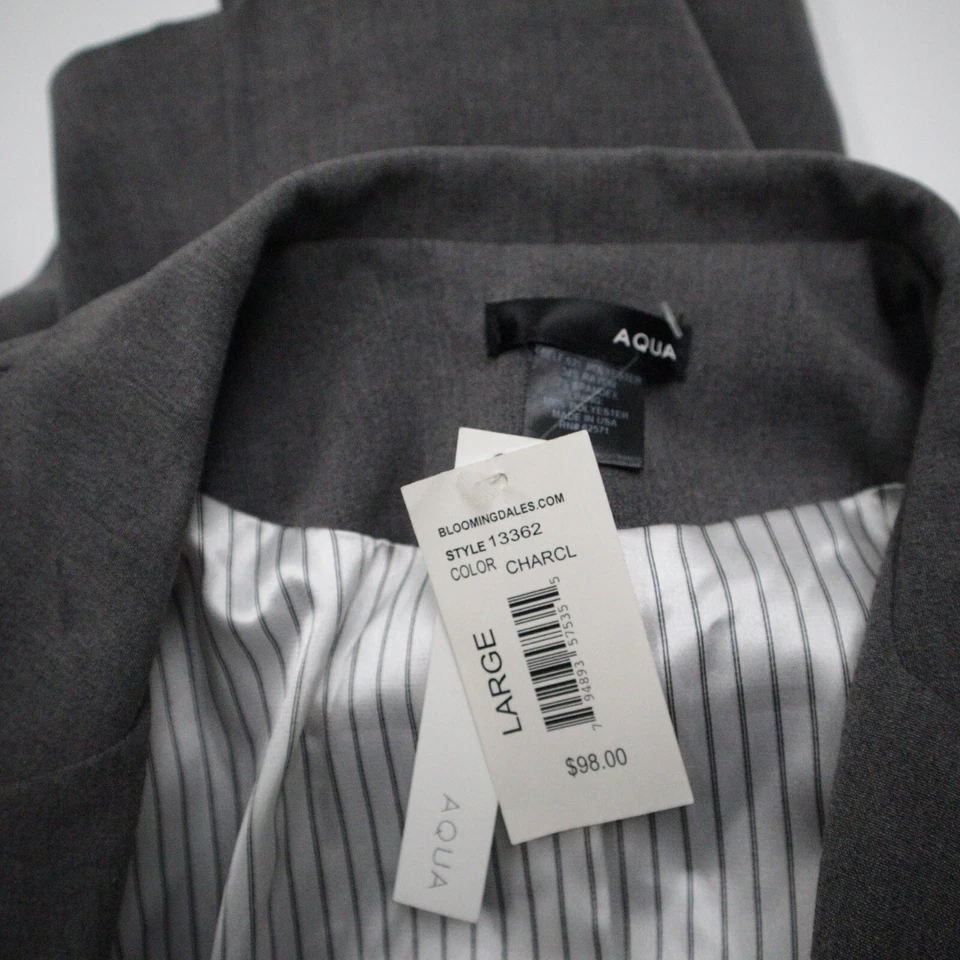 NUEVO CON ETIQUETAS Chaqueta Aqua Para Mujer Talla L Gris Frente Abierto Mangas Largas Traje Oficina Preppy Foto 4 de 4