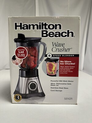 Hamilton Beach Wave Crusher 8 Speed 450 Watt Blender 48oz Stainless Steel