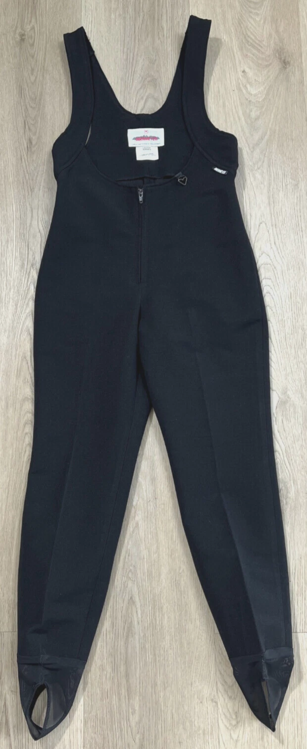 Obermeyer Women's Size 8 R Wool Blend Stirrup Softshell Snow Bib Black VTG