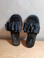 Tony Bianco Ruffle Black Flat Sandals UK8