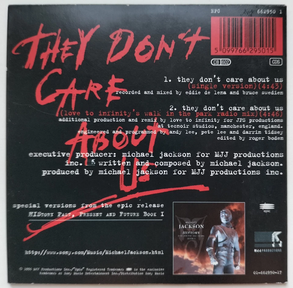 MICHAEL JACKSON They Don't Care About Us CD Maxi Single cardboard RARE STICKER - Bild 4 von 4