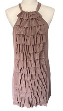 BHLDN Va Et Vien Ruffled 100% Silk Dress Brown Size 2