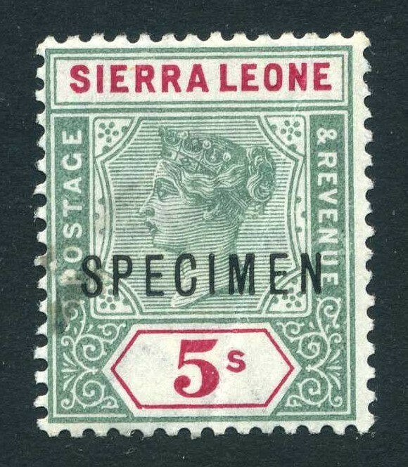 SIERRA LEONE SPECIMEN STAMP GEORGE V ERA OLD MINT WEST AFRICA 5 SHILLINGS SCARCE