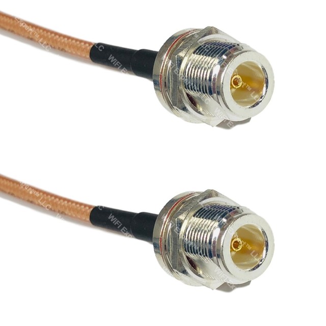 RG400 Silver N FEMALE BULKHEAD to N FEMALE BULKHEAD Coax RF Cable USA