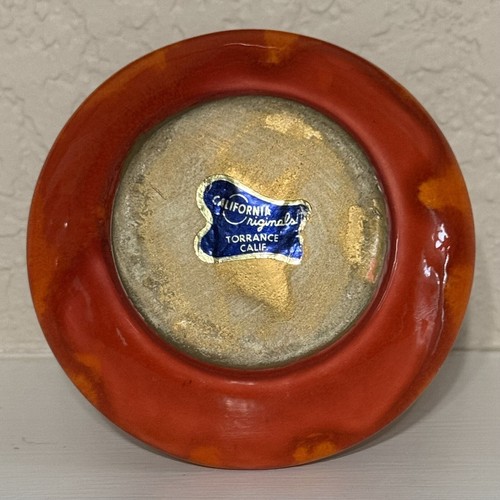 Vintage California Originals VASE ORANGE Drip Glaze 4 1/2” Narrow Neck Genie MCM - Picture 6 of 9