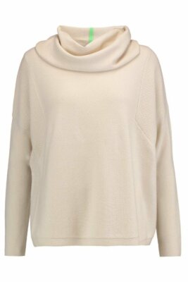 DUFFY 100% cashmere JUMPER biscuit cowl turtleneck green stripe