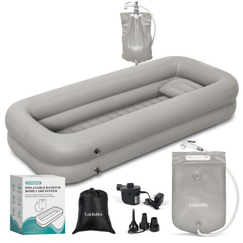 Medical Inflatable Bathtub,Shower Bath Basin Kit, PVC Portable Bathtub with E...