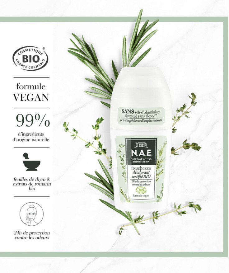 Déodorant NAE Bio bille anti odeur 99% naturel thym romarin 3x50ml - 3