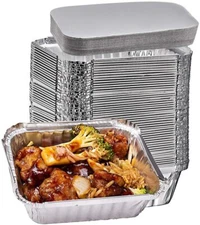 JetFoil 1 lb Oblong Aluminum Foil Take-Out Pan w/ Board Lid - Disposable Tins