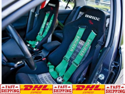 Takata RACE 4 Point Snap-On 3'' Racing Seat Belt Harness with Camlock - GREEN