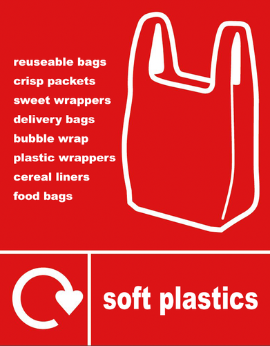 Soft Plastics Plastic Recycling Recycle WRAP Sign Adhesive Sticker 160mm x 125mm - Picture 2 of 2