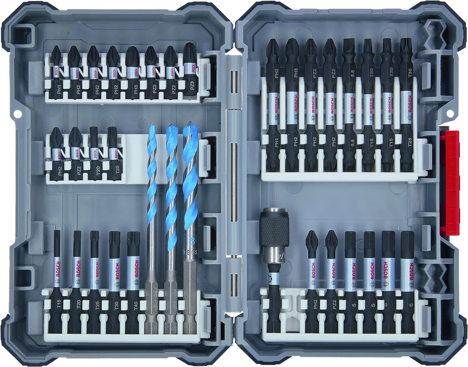 Bosch Professional 35 pz. Set di punte MultiConstruction e bit avvitamento a...