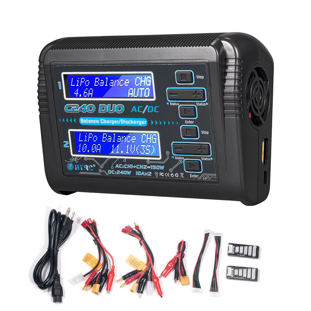 C240 DUO AC 150W DC 240W Dual Channel 10A RC Balance Lipo Battery Charger USA
