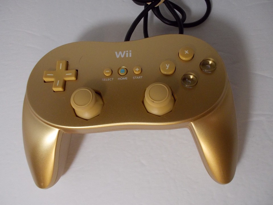 OEM GOLD Nintendo Wii Classic Pro Controller Gold RVL005 Tested Free S