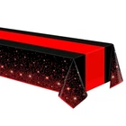 Black & Red Plastic Tablecloth Disposable Party Table Cloth Cover Wipe Clean