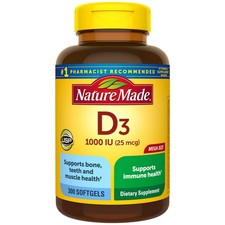 Nature Made Vitamin D3 1000 IU 25 mcg , 300 Count Pack of 1 , 300
