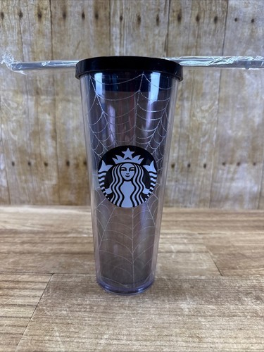 Starbucks Glitter Spiderweb Tumbler Cup Black Straw Halloween 2019 24oz Venti - Picture 3 of 8