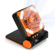 Solar Camping Fan w/ LED Lantern 5200mAh Rechargeable Battery Operated Fan