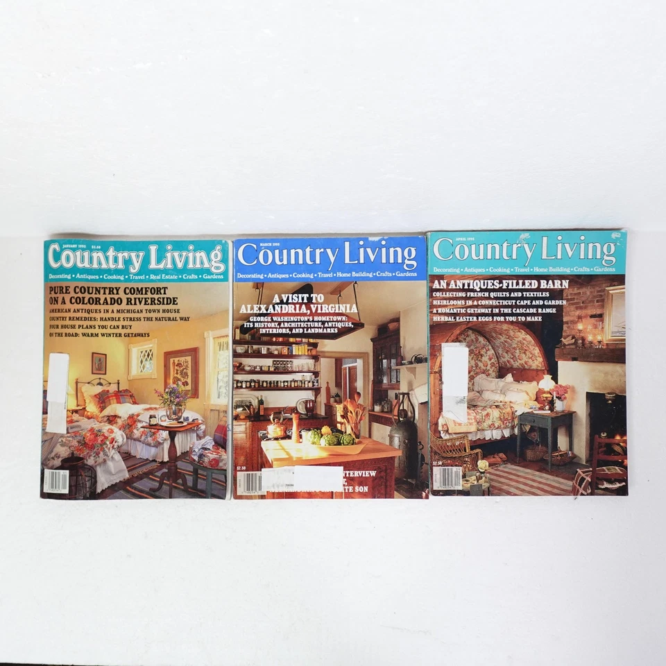 Vintage Country Living Magazine Lot of 9 Issues 1995 Decor Crafts Home Design - Image 2 of 4