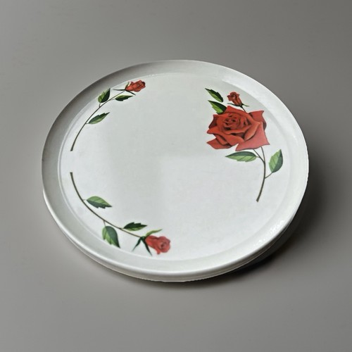 Spaulding Vintage Melamin Essteller 9,5" Rot Blumen Rosen Küche 4er Set - Bild 3 von 4