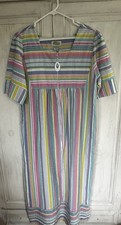 Women s Vintage Inspired Granny Mumu 1/2 Zip Seersucker House Dress, Medium