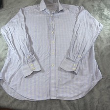 Thomas Dean Jack Stone Shirt XL Blue Grey Check Contrast Trim Button Up LS