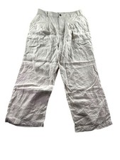 Reformation 100 Linen High Waist Pleated Cropped Pant Size 8 Beige Trouser Chic