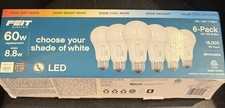 Feit Electric Dimmable A19 LED Bulb 60 Watt, 800 Lumens - 6 Pack