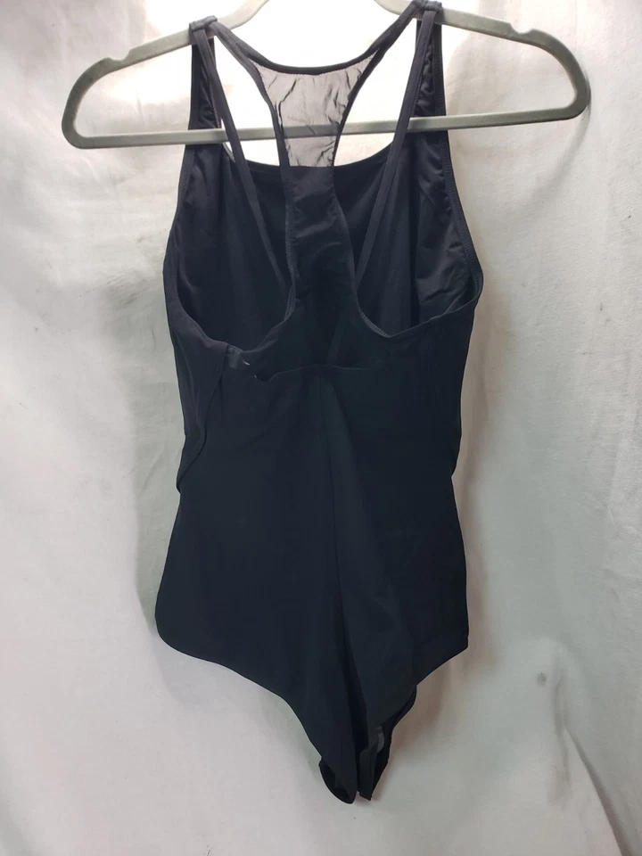 Traje de baño deportivo de una pieza ARENA para mujer con panel de malla Power Back, negro, 36 Foto 3 de 4