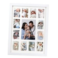 12 month photo frame,my first year photo board,K-12 White Frame with White Mat