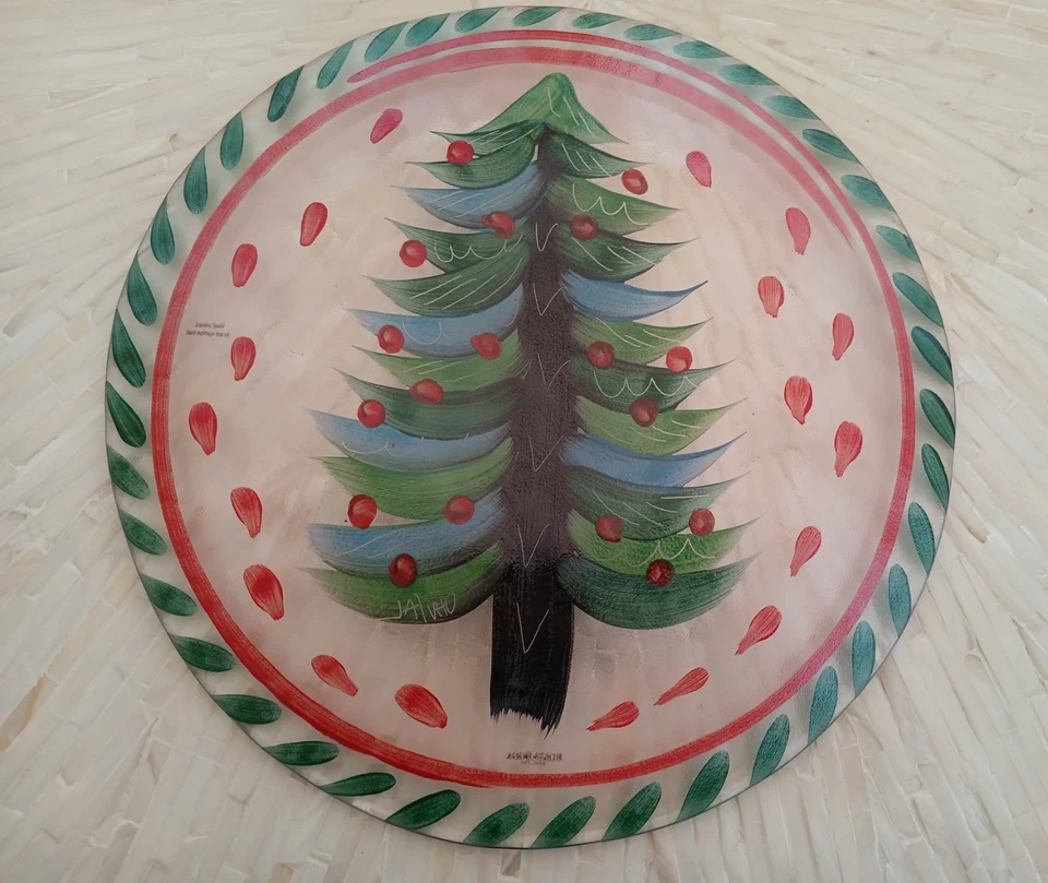 Kosta Boda glass Christmas tree serving torte platter plate Ulrica Vallien 32 cm - image 4 of 4