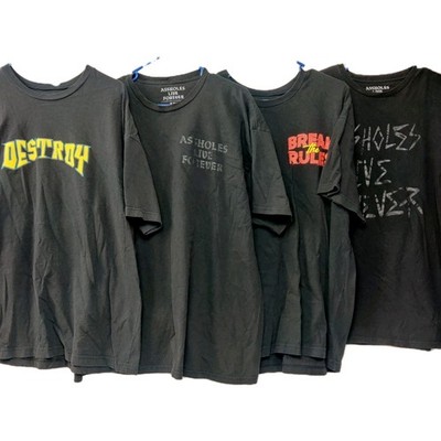 4 Assholes*s Live Forever Graphic T-Shirts Mens Size 2XL Break The Rules Destroy