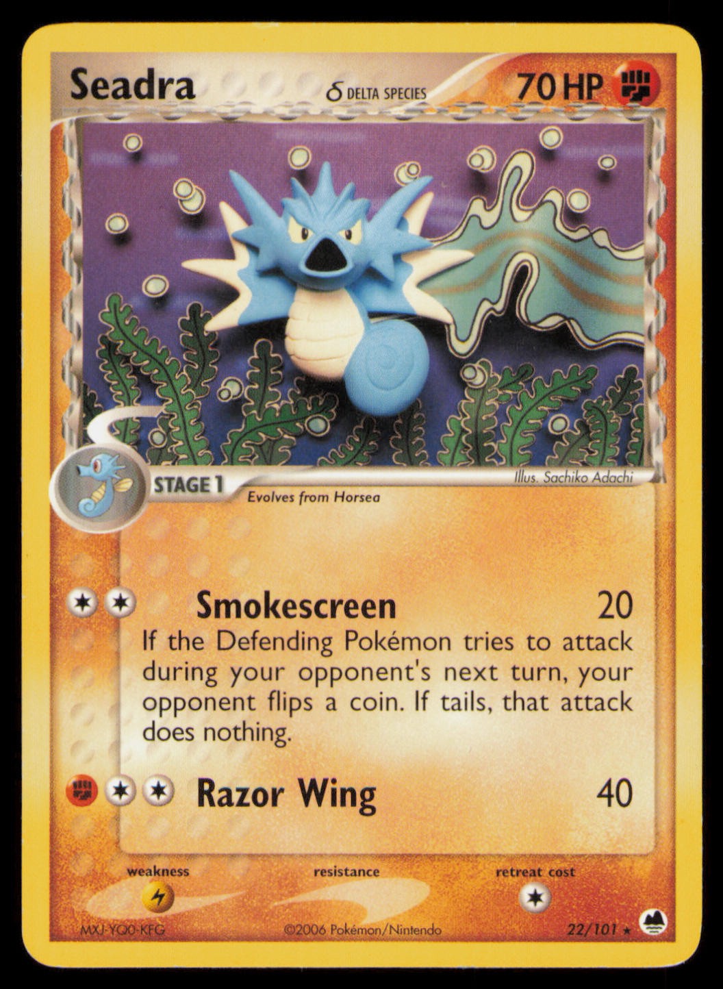Seadra 22/101 Rare Dragon Frontiers Pokemon Lightly Played