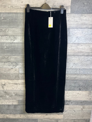 Boden Samt Maxi Rock Gr. UK 12 schwarz lang Party Event Weihnachten Gothic Winter