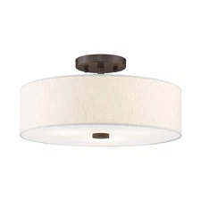 Livex Lighting 52135-92 Meridian Collection 3-Light Semi Flush Mount Ceiling ...