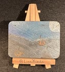 ACEO Original Pumpkin Halloween Landscape Sunrise Wax Painting  — photo 3