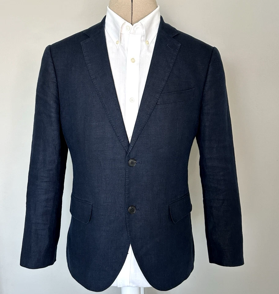 Abrigo Blazer Club Monaco Baird McNutt Grant Fit Hombres Talla 40 Ajustado 100% Lino Irlandés Foto 2 de 4