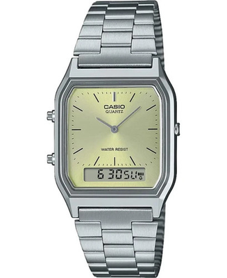#ad Casio Analog Digital Vintage Style Dual Time S.Steel Band Watch AQ 230A 9A $45.50