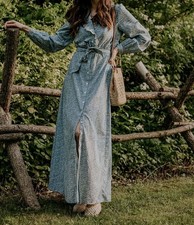 Sézane Savanah Midi Shirt Dress - Blue Floral Print - FR Size 36 / US Size 4