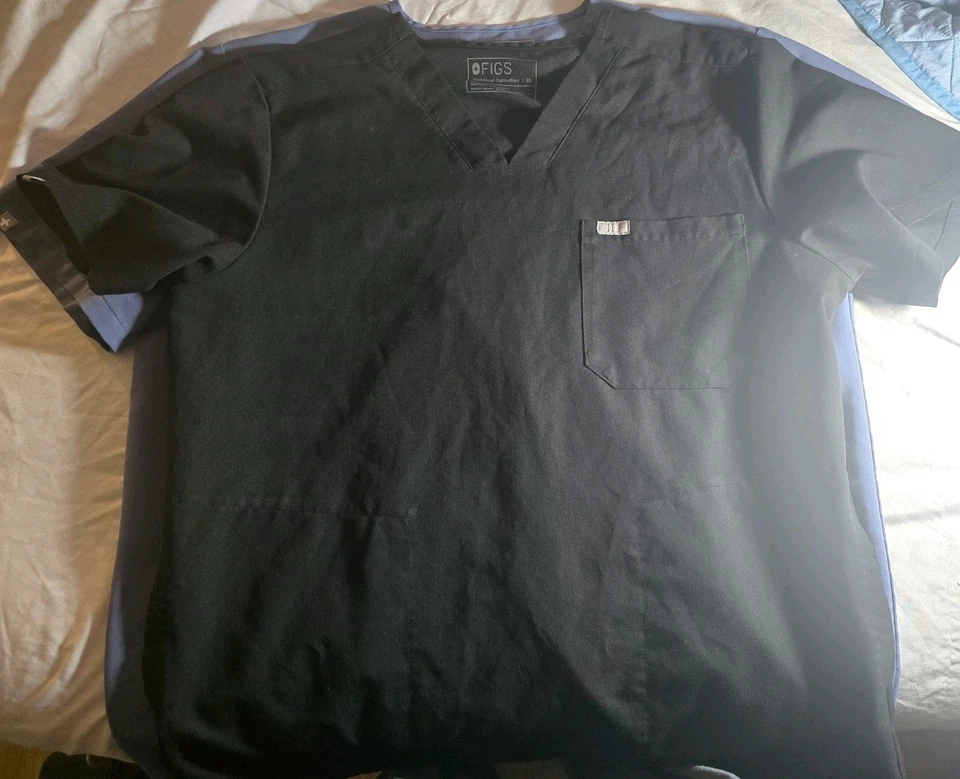 Figs Mens Scrub Shirt Top - XL - (Lot of 2) Blue & Black - Image 4 of 4